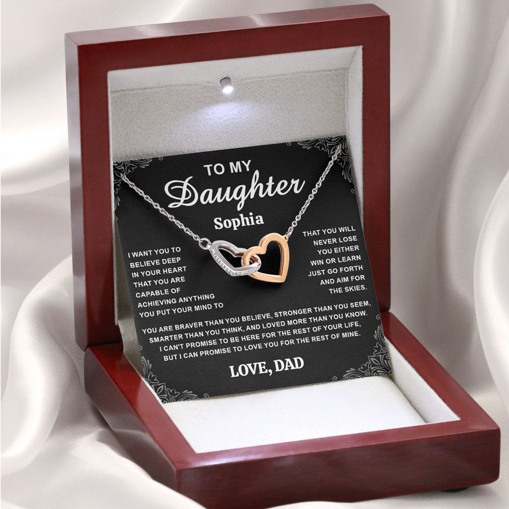 Just Go Forth And Aim For The Skies - Personalized Interlocking Heart Necklace