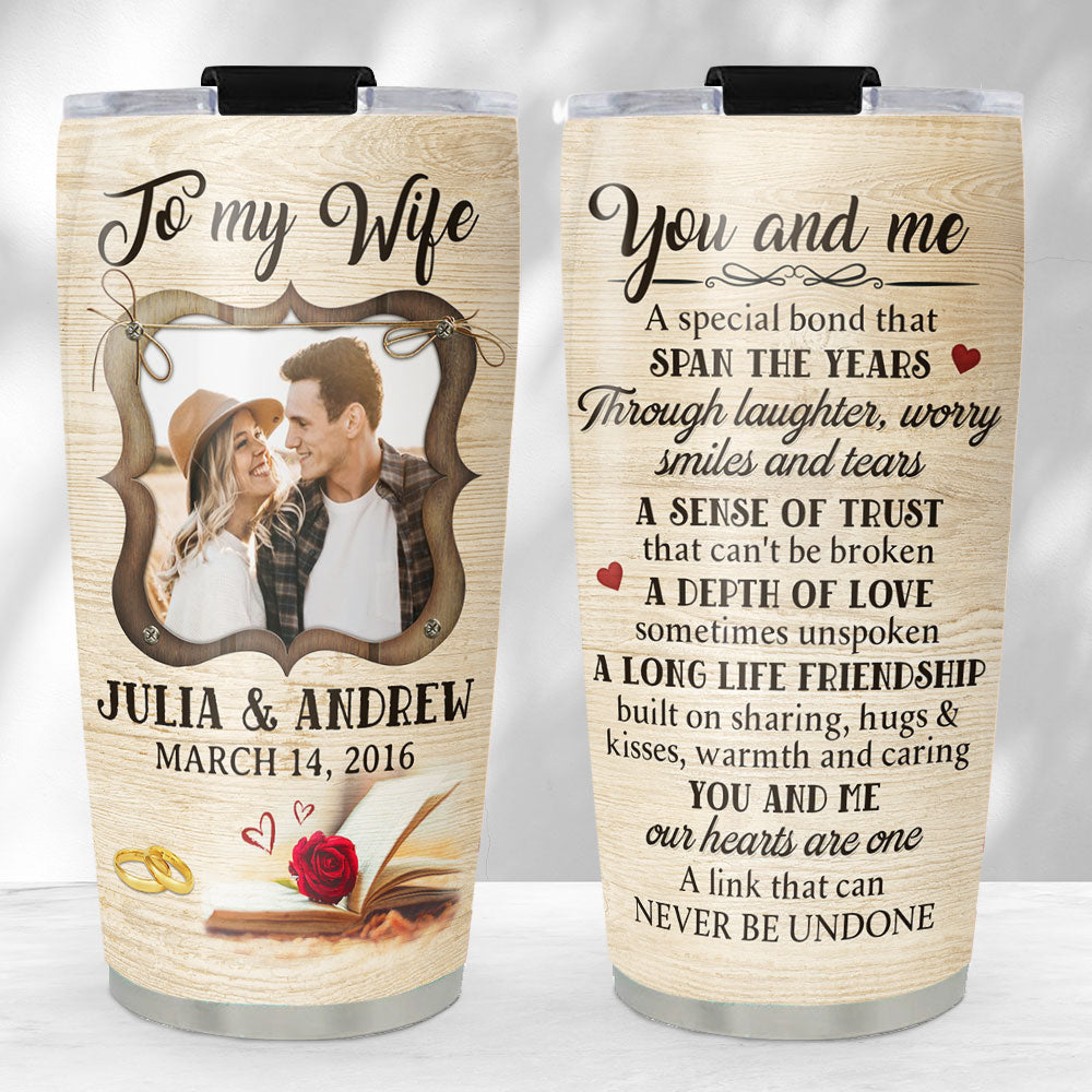 Custom Christmas Anniversary Gifts For Wife • Our Hearts Are One - Personalized Tumbler