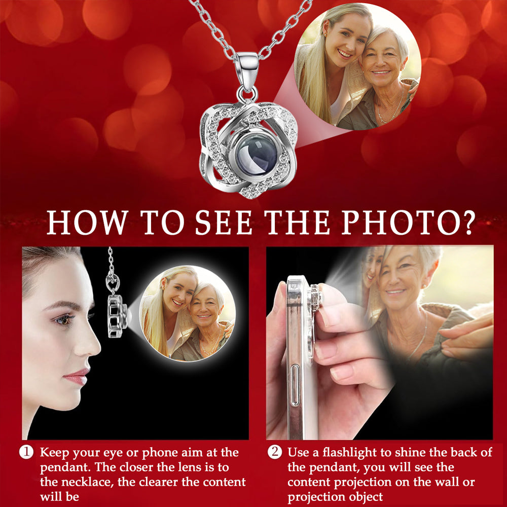 Always Remember - Personalized Preserved Rose With Projection Necklace