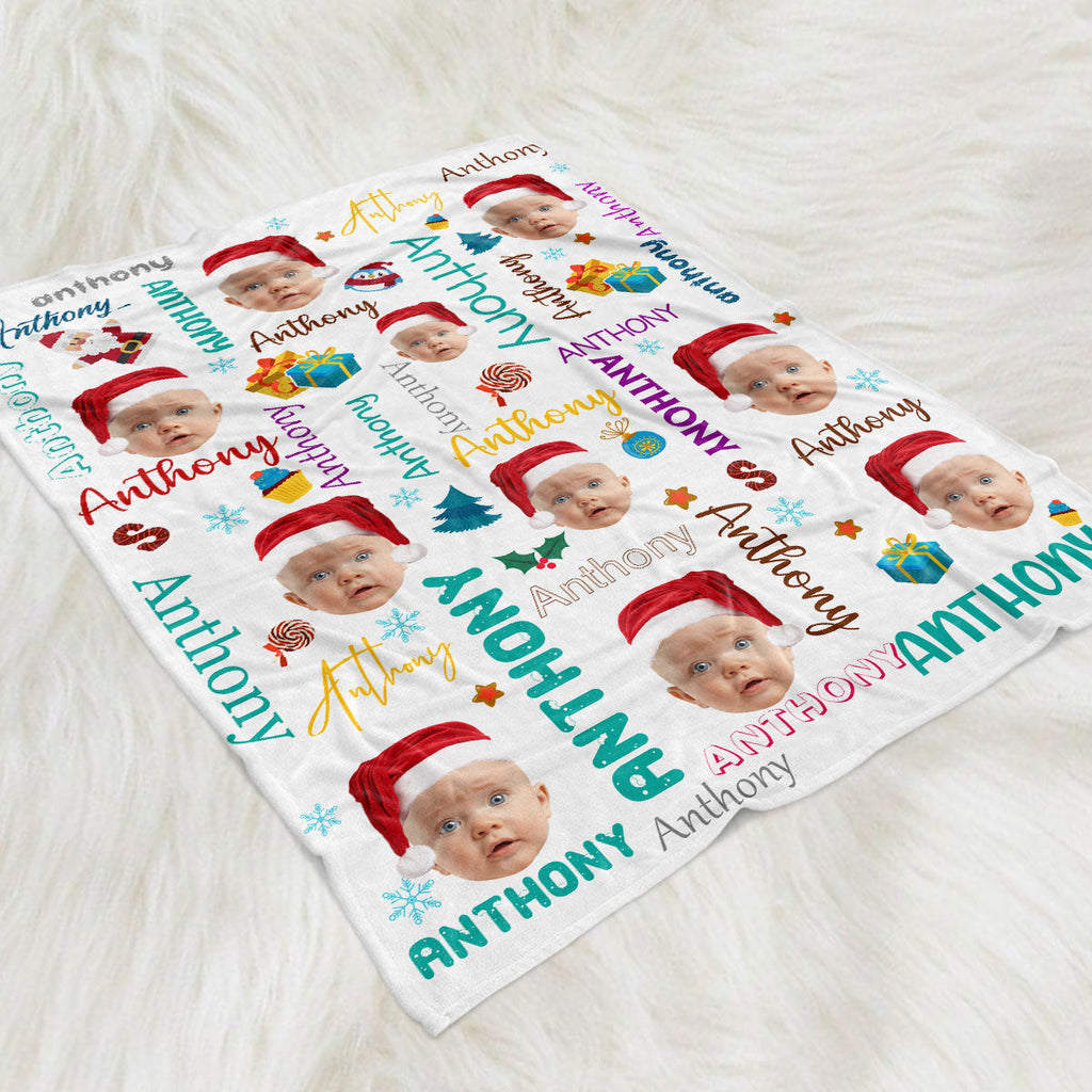 Baby Christmas Photo - Personalized Fleece Blanket