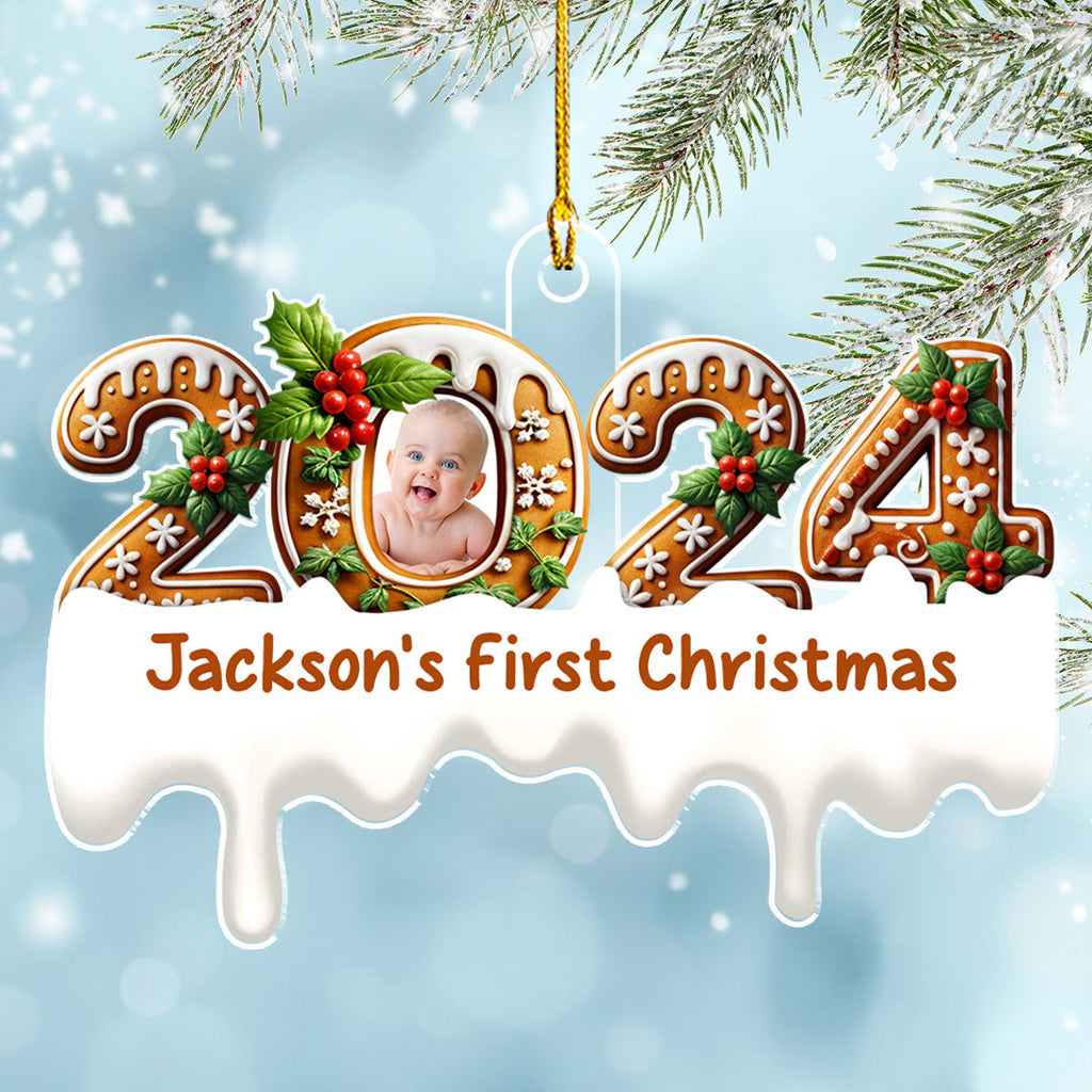 Custom Photo Baby First Christmas Ornament for New Parents • Baby First Christmas - Personalized Acrylic Ornament