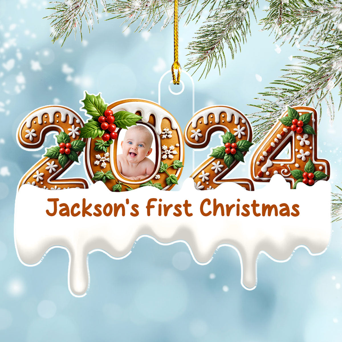 Custom Photo Baby First Christmas Ornament for New Parents • Baby First Christmas - Personalized Acrylic Ornament