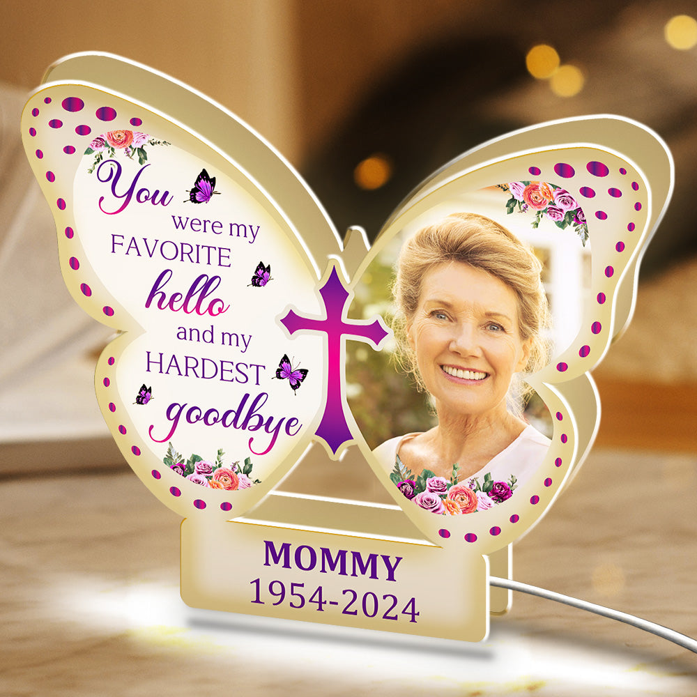 Favorite Hello And Hardest Gooodbye - Personalized Light Box