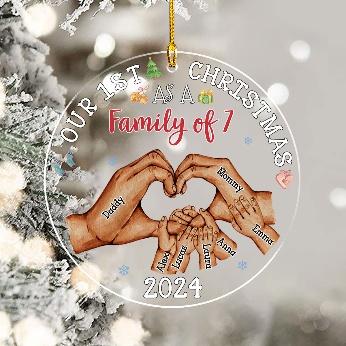 Custom Family First Christmas Ornament •  Our First Christmas - Personalized Acrylic Ornament