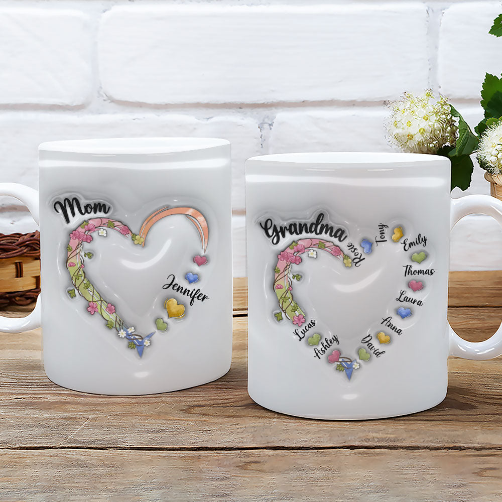 Custom Christmas & Birthday Gift for Mom • In Her Heart - Personalized 3D Inflated Effect Mug