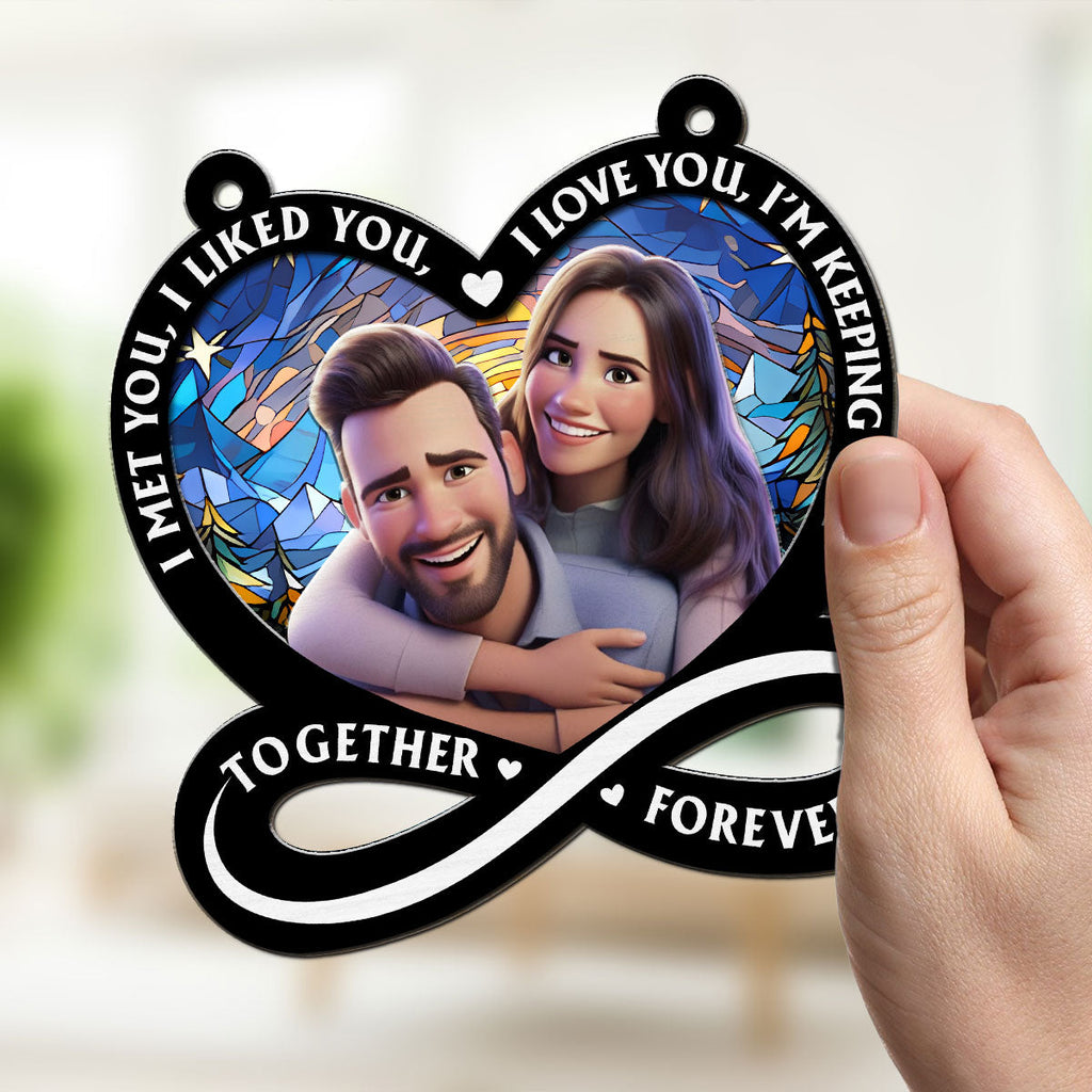 Custom Photo Couple Hanging Decor, Anniversary Valentine's Day Gifts • I Am Keeping You - Personalized Suncatcher