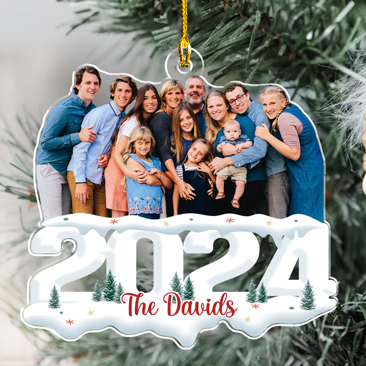 Custom Photo Family Ornament, Christmas Gift for Family Members • Photo Joy Of Christmas 2024 - Personalized Acrylic Ornament