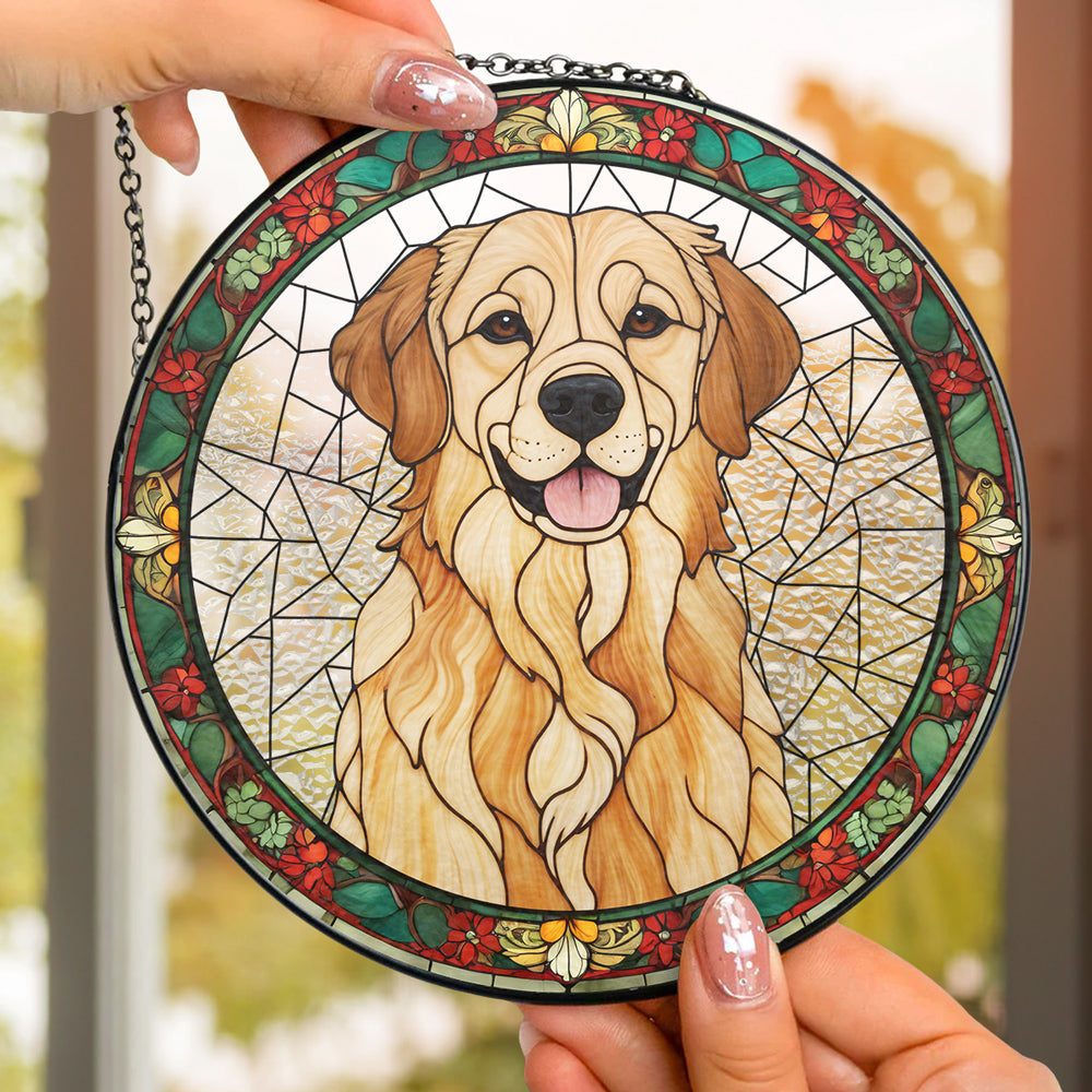 Custom Photo Hanging Decor, Birthday Housewarming Gift • Circle Pet Face - Personalized Window Hanging Suncatcher