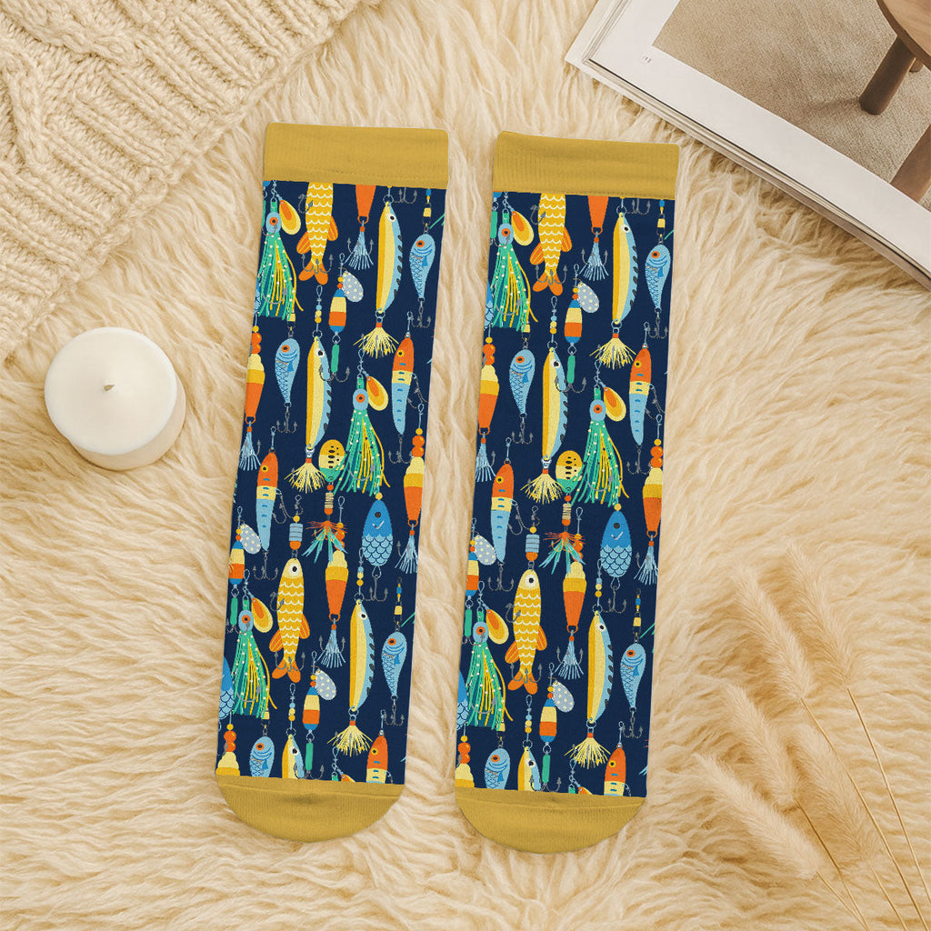 Custom Photo Fishing Lover Gift, Outdoor Footwear For Fishermen • Chasing Tail - Personalized Crew Socks
