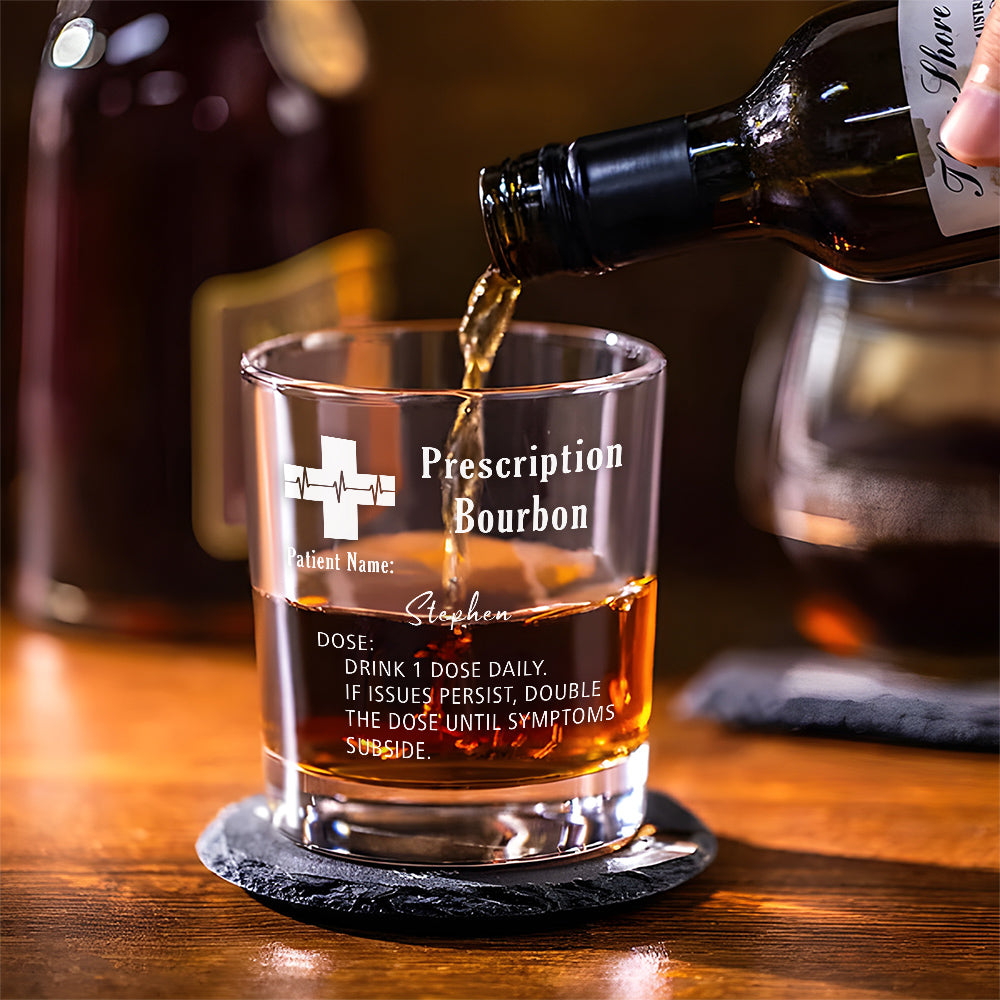 Custom Christmas Birthday Drinkware Gifts for Dad • Prescription Whiskey Glasses - Personalized Engraved Whiskey Glass