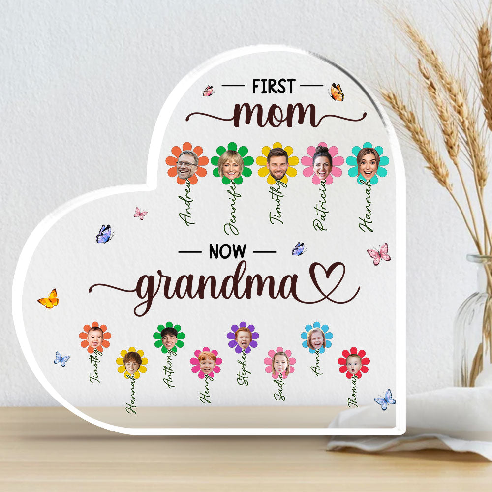 Custom Mother's Day Decor, Gift for Mom & Grandma • First Mom Now Grammy - Personalized Acrylic Plaque