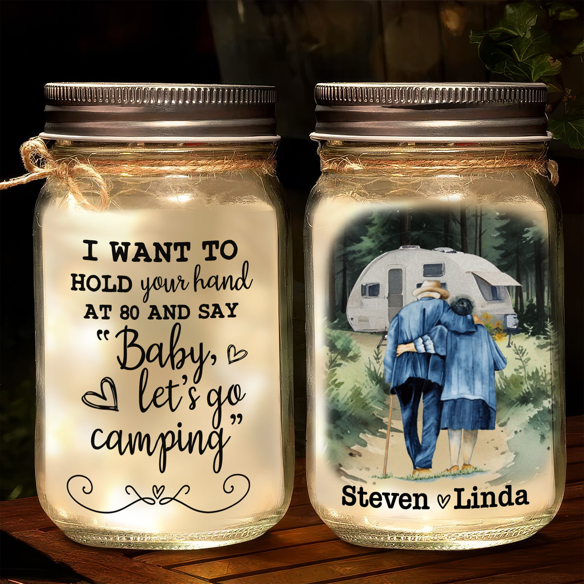 Baby Lets Go Camping - Personalized Mason Jar Light