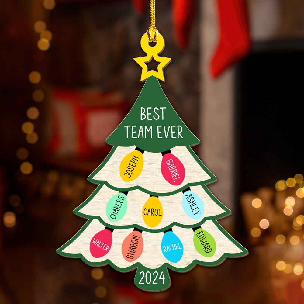 Custom Coworker Christmas Ornament, Team Appreciation Gift •  Our Team Is The Best - Personalized Wood Ornament