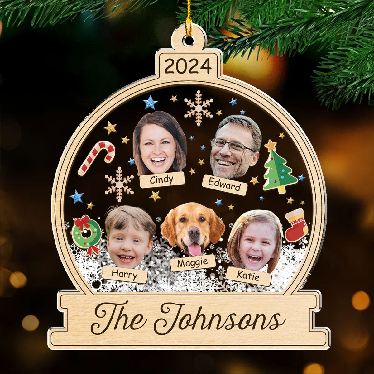 Custom Photo Family Ornament, Christmas Gift for Family Members • Heartfelt Family - Personalized Acrylic Ornament