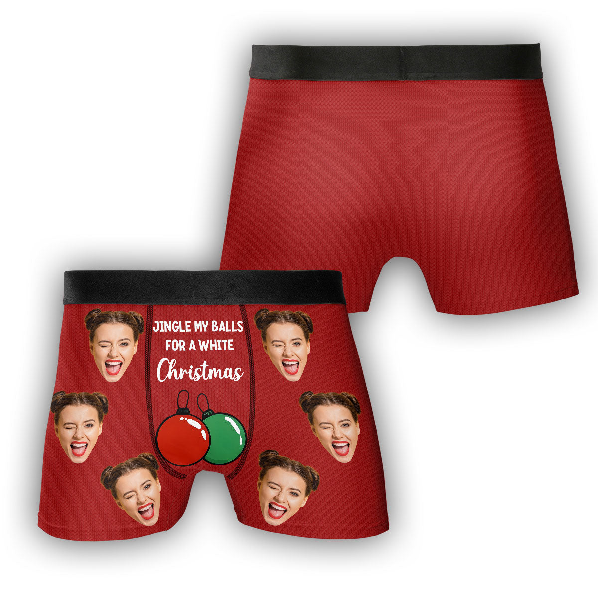 White Christmas With Me - Personalized Photo Men's Boxer Briefs