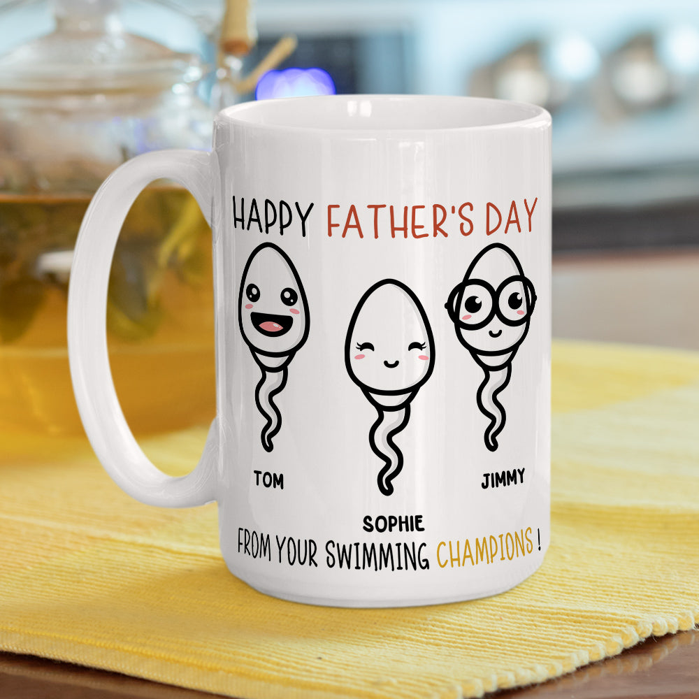 Custom Christmas & Birthday Gift for Dad • From Your Swimming Champions - Personalized Mug
