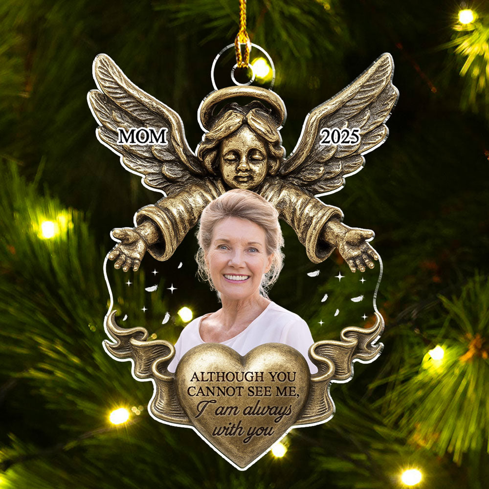 Custom Photo Memorial Christmas Ornament, Sympathy Keepsake • Forever With You - Personalized Acrylic Ornament