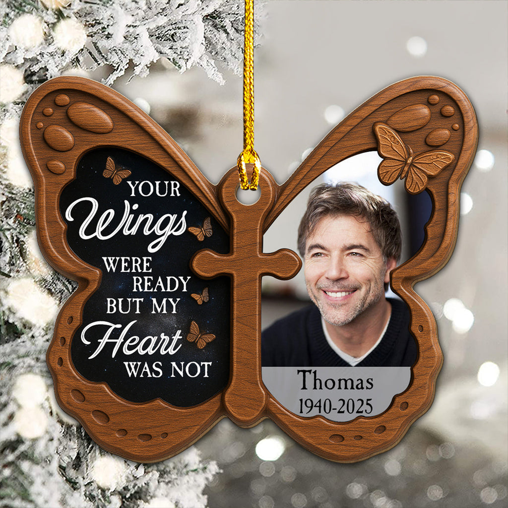 Custom Photo Memorial Christmas Ornament, Sympathy Keepsake • You Are Ready But I Am Not - Personalized Wood Ornament