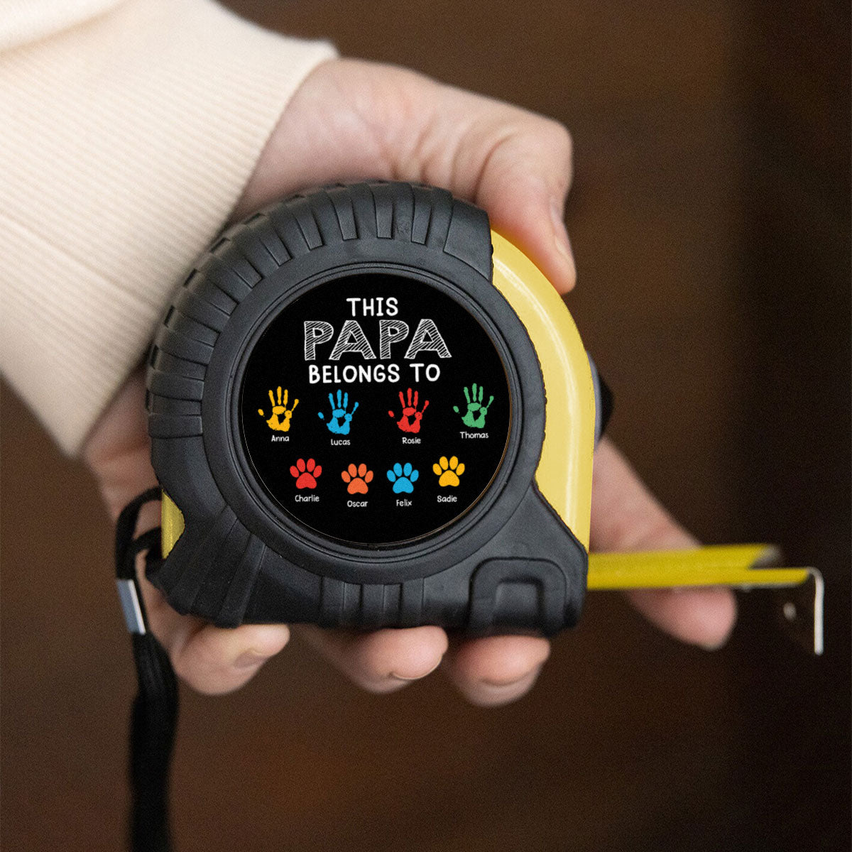 This Grandpa Daddy Belongs To - Personalized Tape Measure