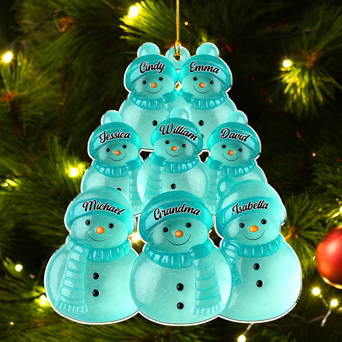 Custom Family Ornament, Christmas Gift for Family Members •  Snowman Grandma And Snowman Kids - Personalized Acrylic Ornament