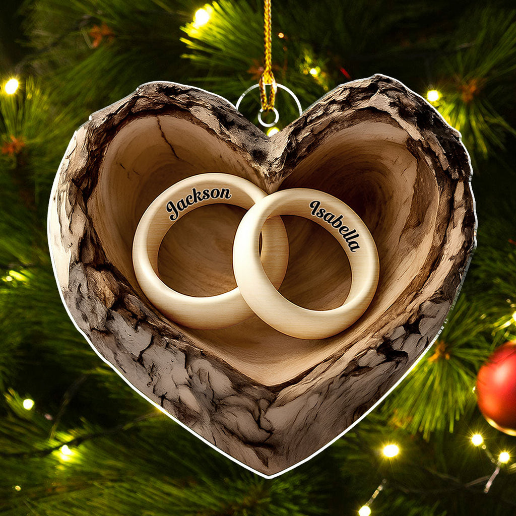 Custom Couple Christmas Ornament, Anniversary Gift •  Carved In Love - Personalized Acrylic Ornament