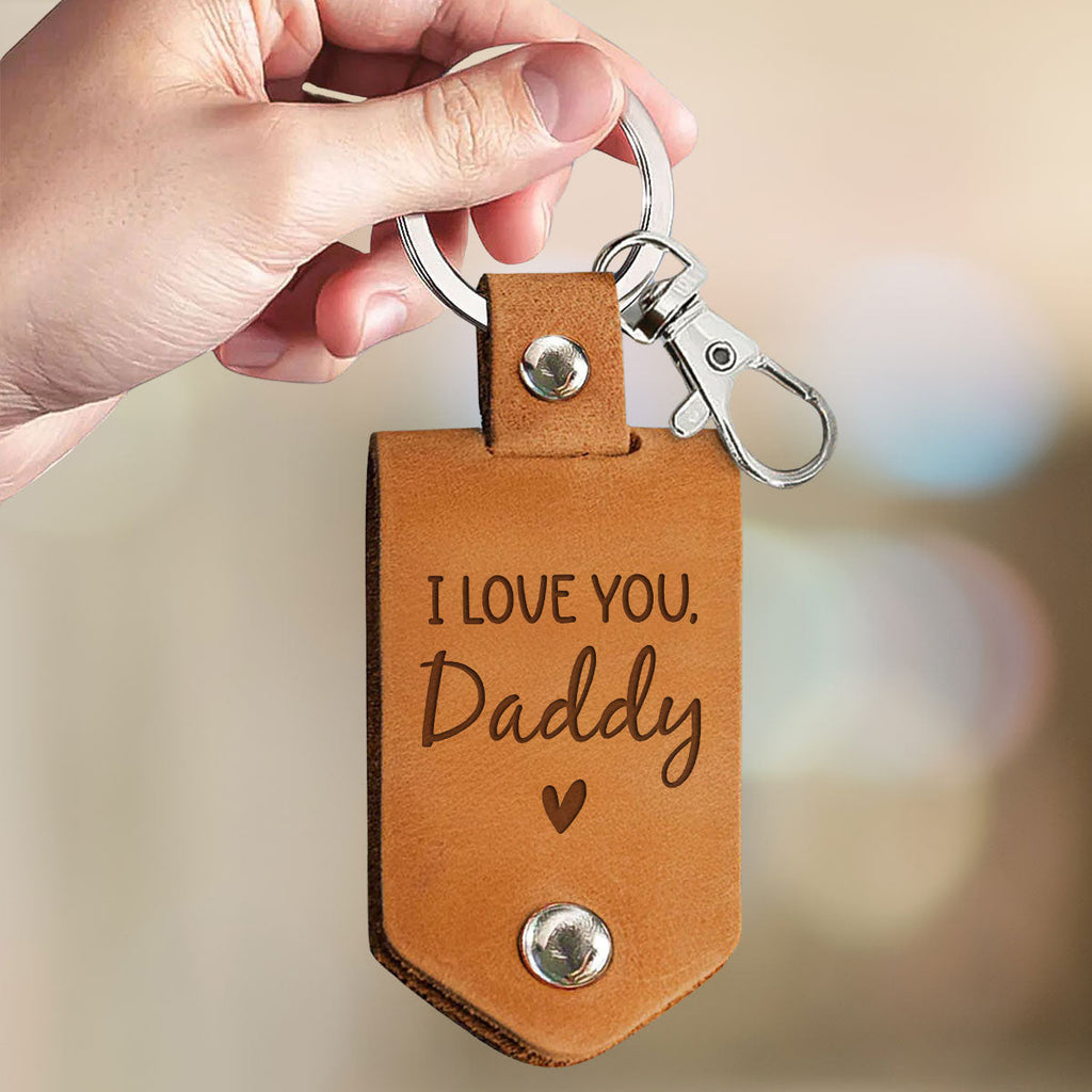 Daddy Cant Wait To Meet You From The Bump - Personalized Leather Photo Keychain