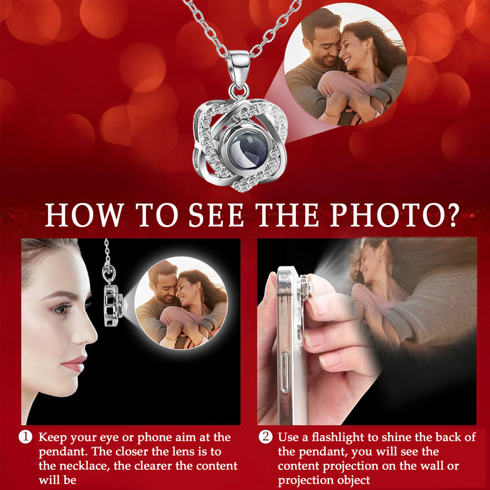 I Love You Always - Personalized Preserved Rose With Projection Necklace