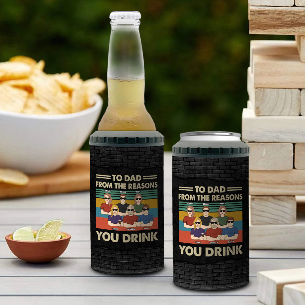 Custom Christmas Birthday Gifts For Dad • Reason You Drink Can Cooler - Personalized Can Cooler Tumbler