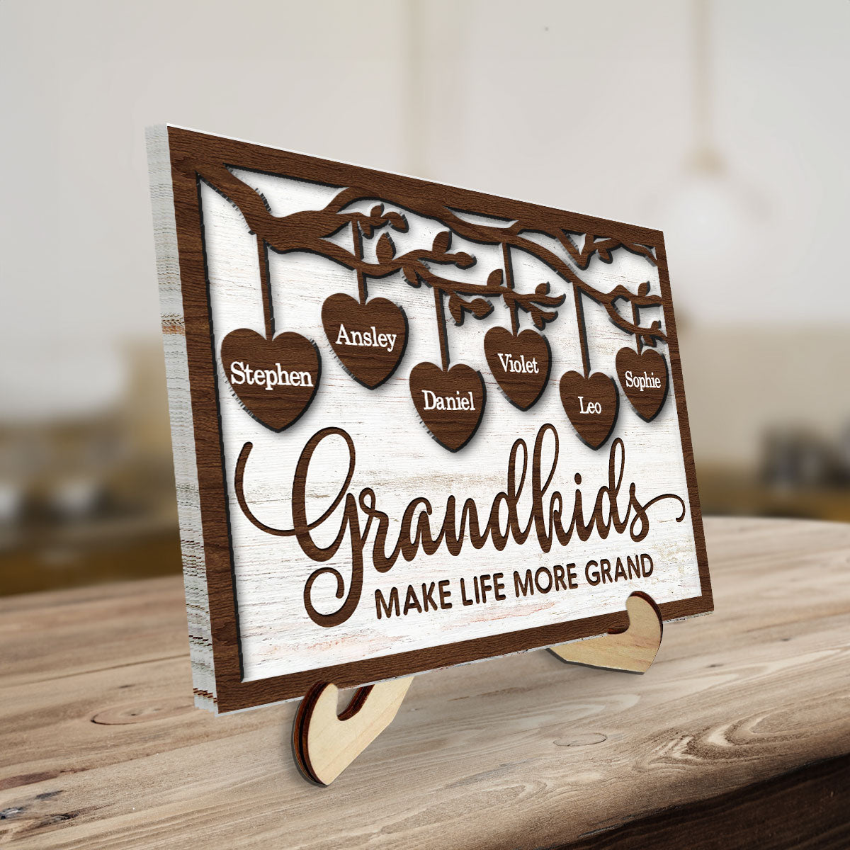 Custom Family Decor, Christmas Birthday Family Keepsake • I Love My Grandkids - Personalized Wooden Plaque