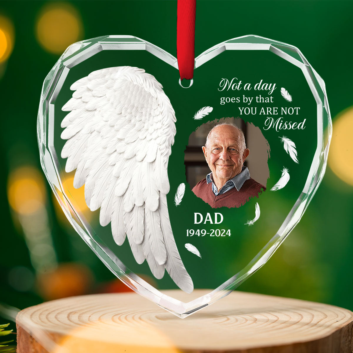 Custom Photo Memorial Christmas Ornament, Sympathy Keepsake • Angel In Heaven - Personalized Glass Ornament