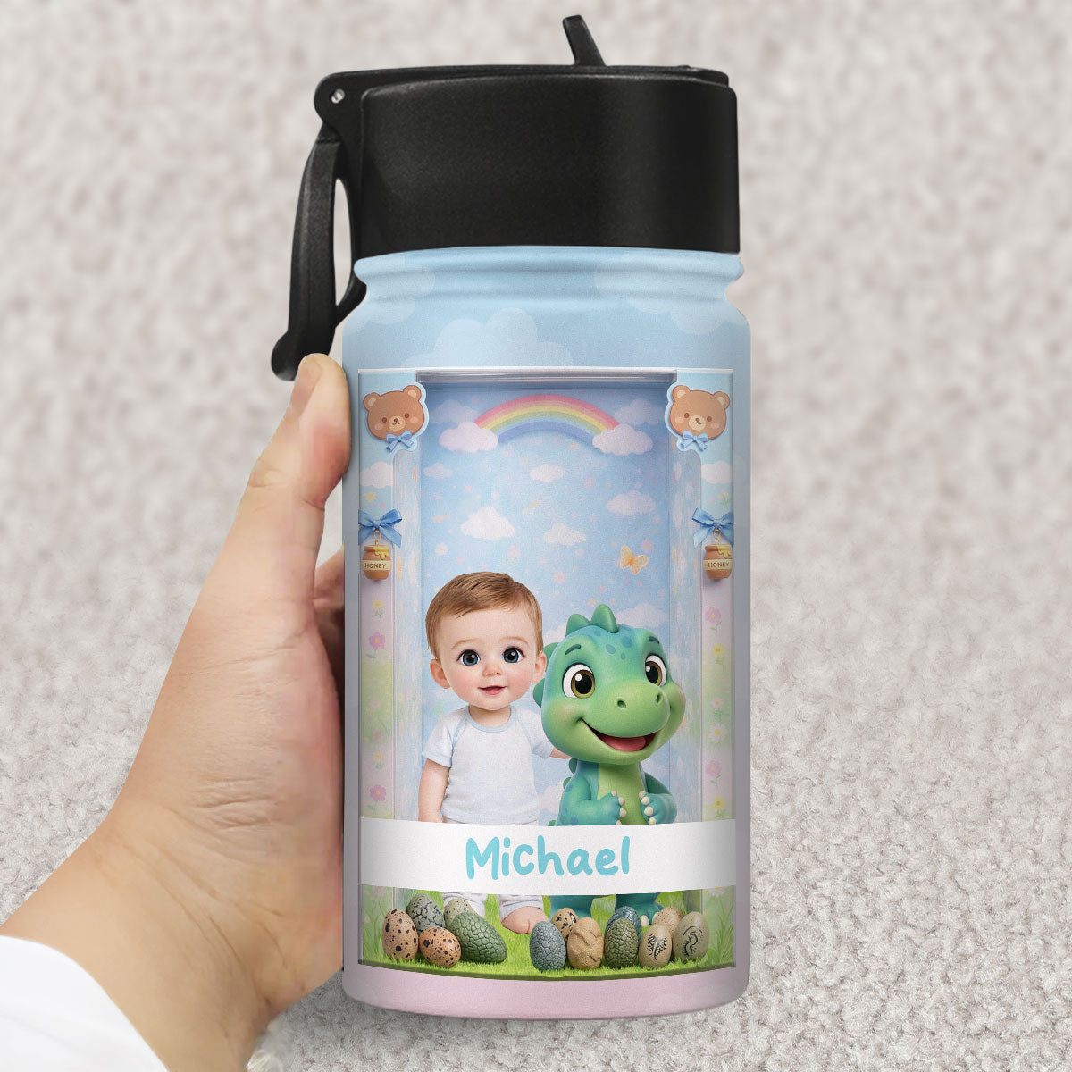 Cute Baby Doll - Personalized 3D Inflated Effect Kids Water Bottle