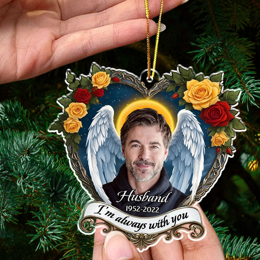 Custom Photo Memorial Christmas Ornament, Sympathy Keepsake • Forever Beside You - Personalized Acrylic Ornament