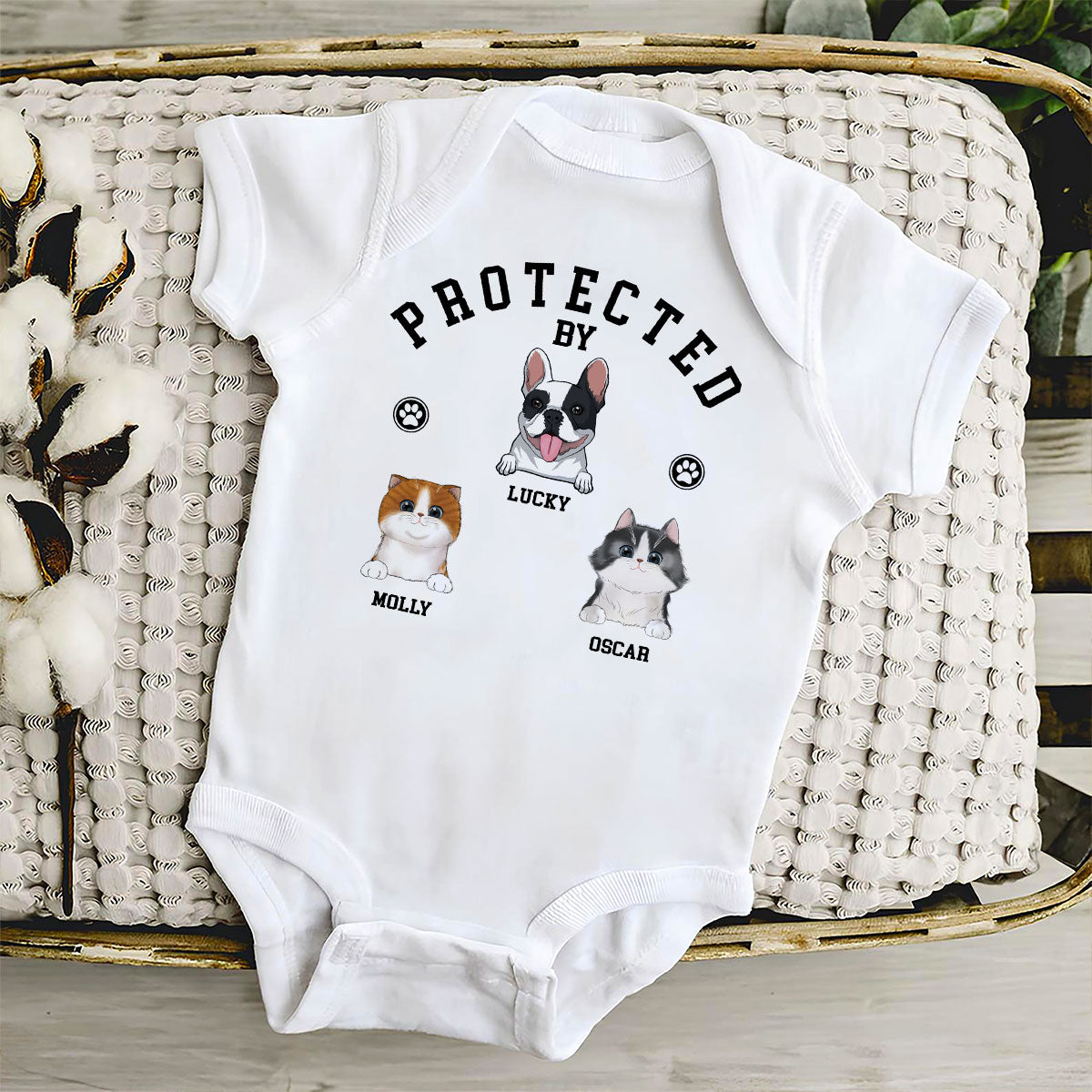 Protected By Pets - Personalized Baby Onesie