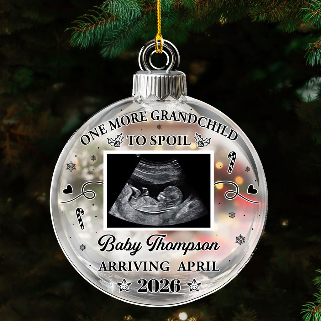 Custom Photo Baby First Christmas Ornament for New Parents • Grandchild To Spoil - Personalized Acrylic Ornament