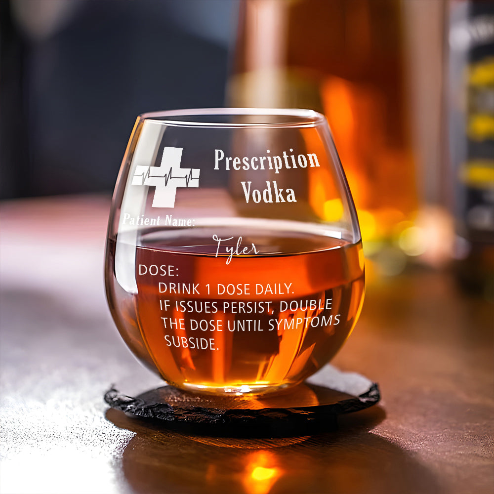 Custom Christmas Birthday Drinkware Gifts for Dad • Prescription Whiskey Glasses - Personalized Engraved Whiskey Glass
