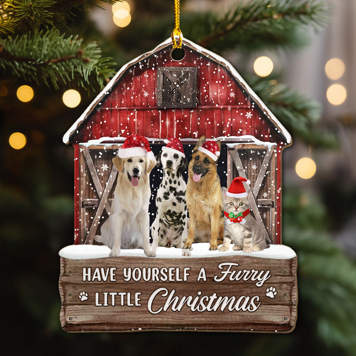 Custom Photo Keepsake Christmas Ornament • Pet House Christmas - Personalized Wood Ornament