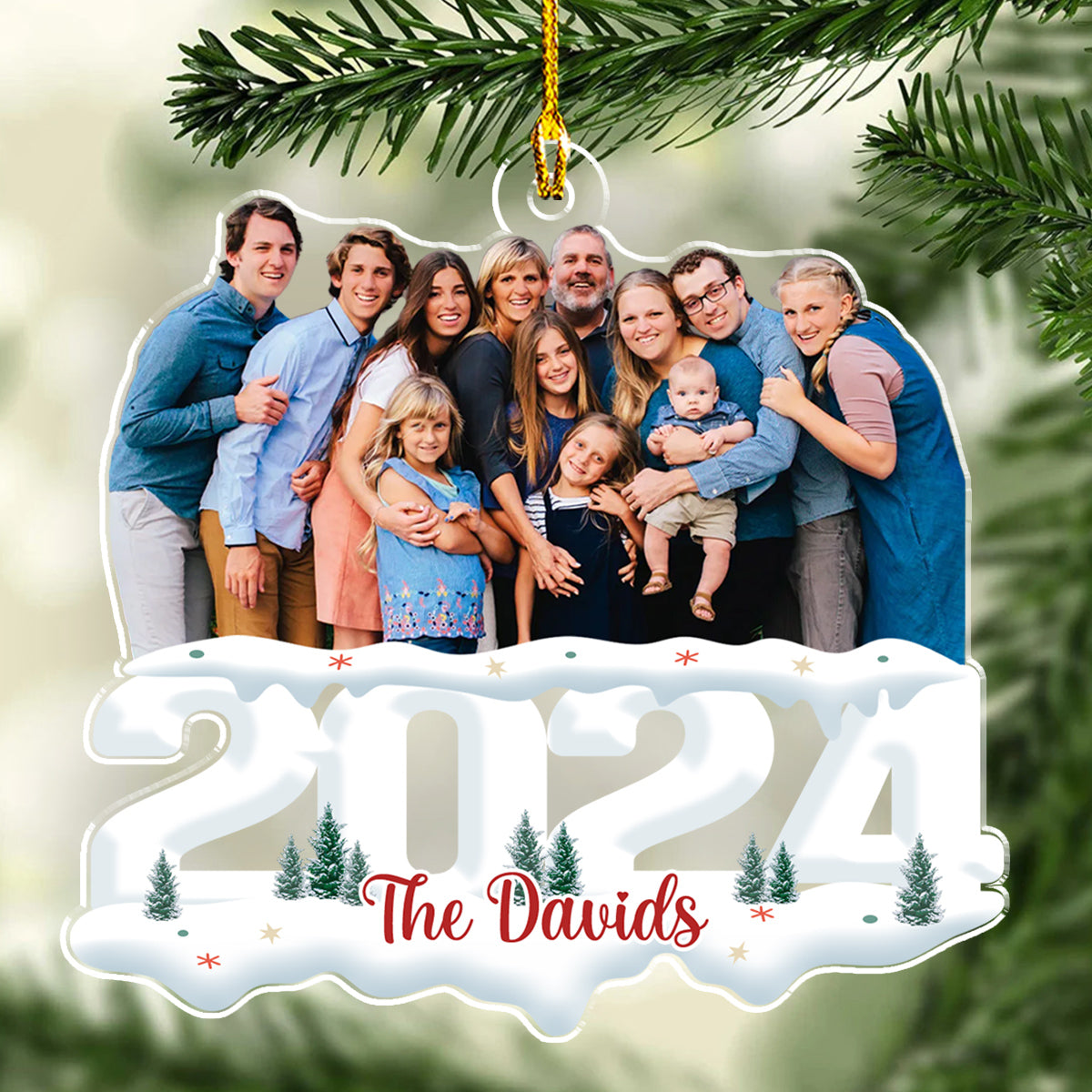 Custom Photo Family Ornament, Christmas Gift for Family Members • Photo Joy Of Christmas 2024 - Personalized Acrylic Ornament