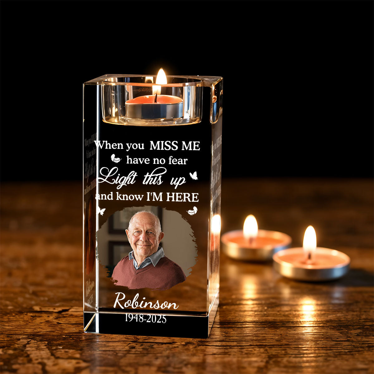 When You Miss Me - Personalized Crystal Candle Holder