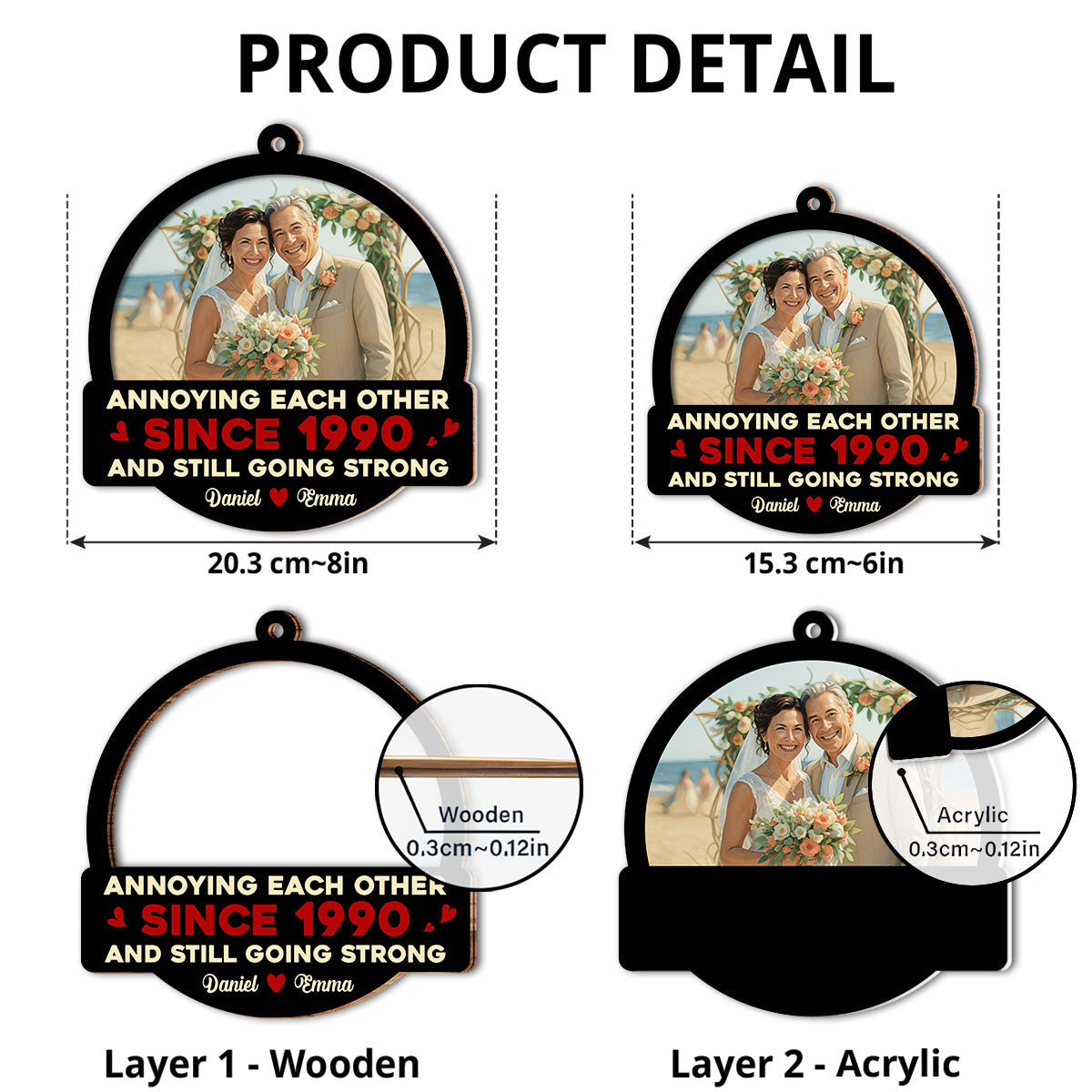 Custom Photo Couple Hanging Decor, Anniversary Valentine's Day Gifts • Photo Annoying Each Other - Personalized Suncatcher