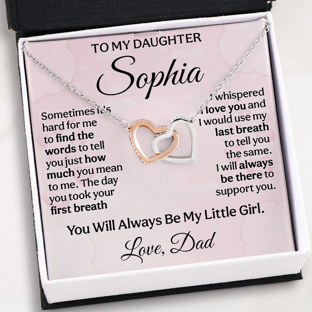 Hard To Find Words To Say - Personalized Interlocking Heart Necklace