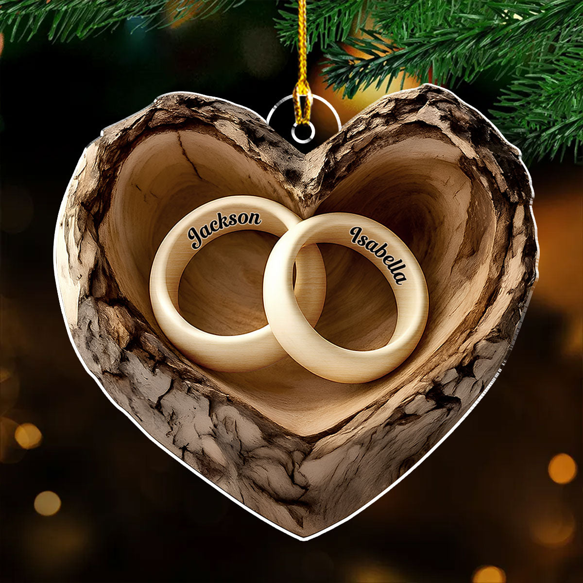 Custom Couple Christmas Ornament, Anniversary Gift •  Carved In Love - Personalized Acrylic Ornament