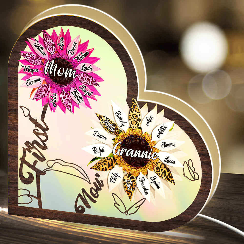 First Mom Now Grandma Flower - Personalized Light Box