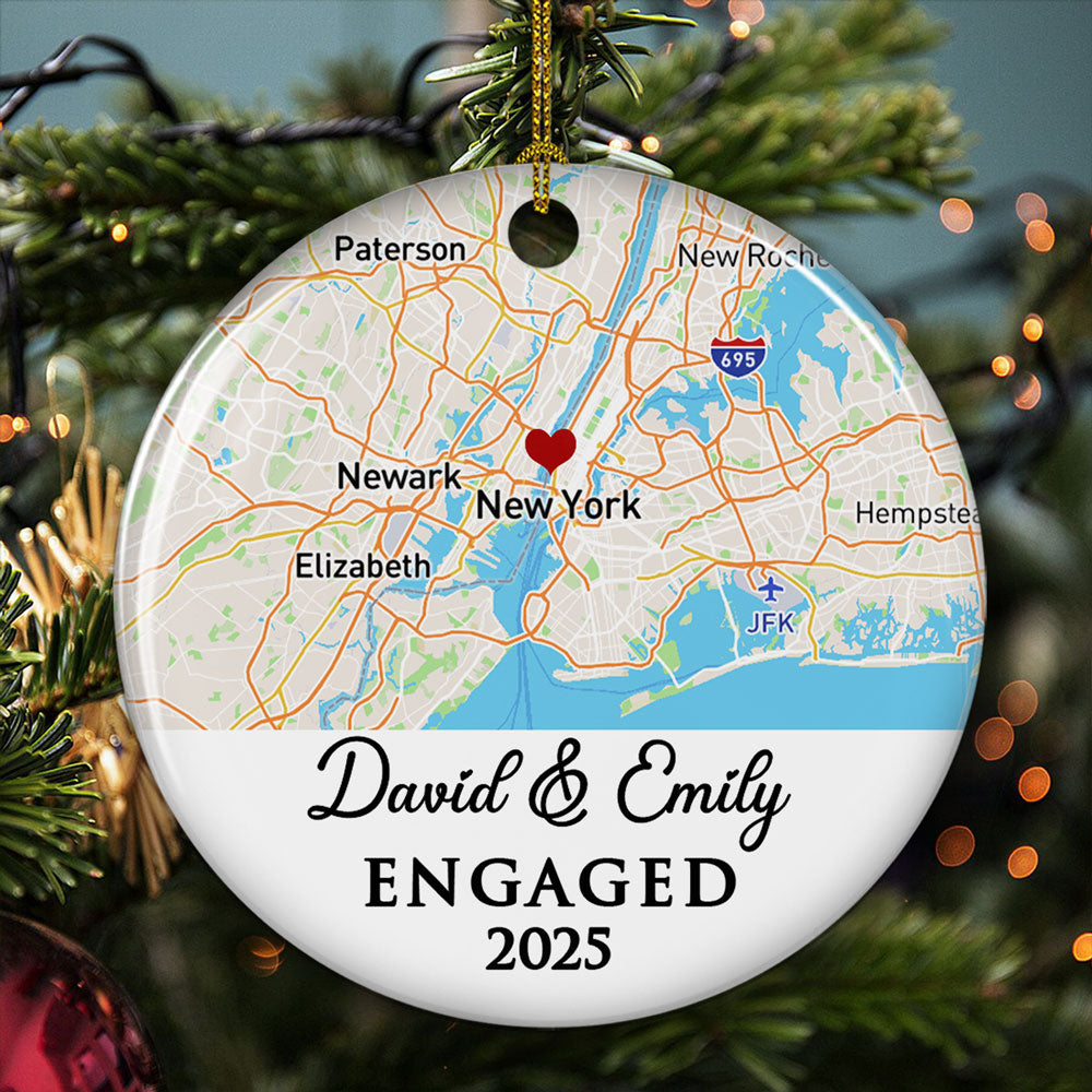 Custom First Christmas Ornament Married, Gift for Newlyweds •  First Year - Personalized Ceramic Ornament