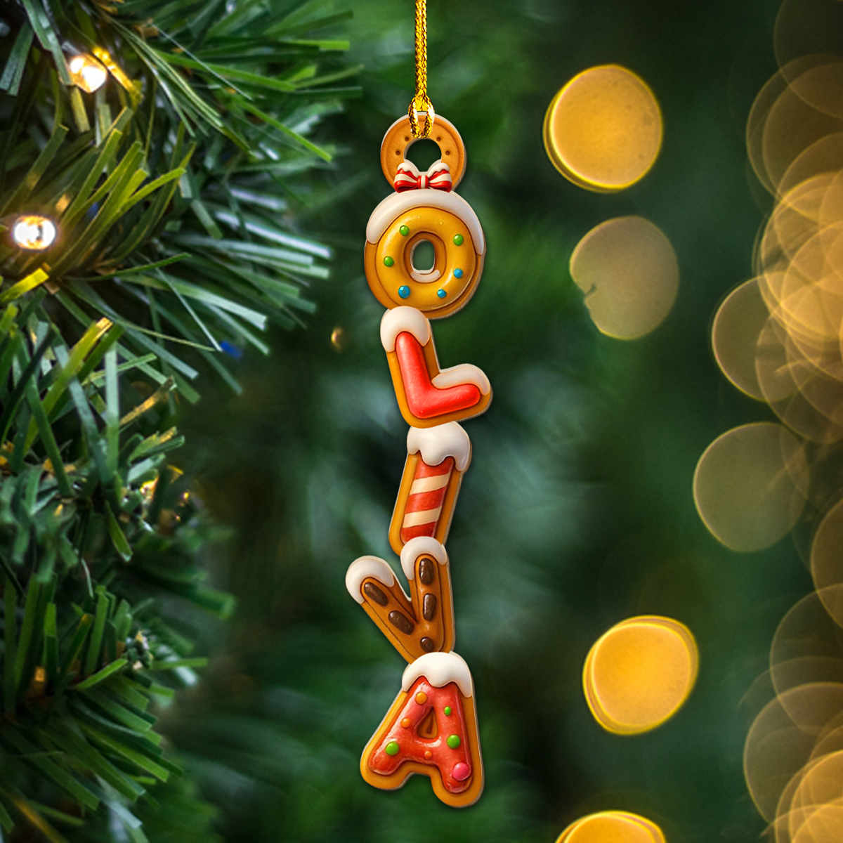 Custom Cookie Letter Christmas Ornament & Stocking Tag with Name • Sweet Letters - Personalized Wood Ornament