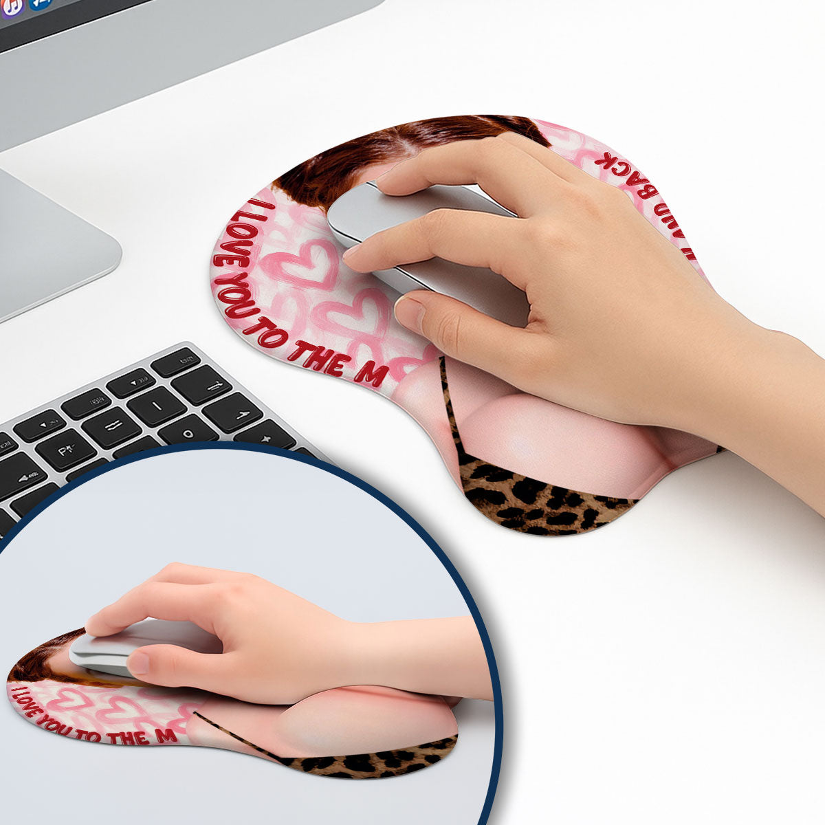 Love You To The Moon And Back Face - Personalized 3D Mouse Pad