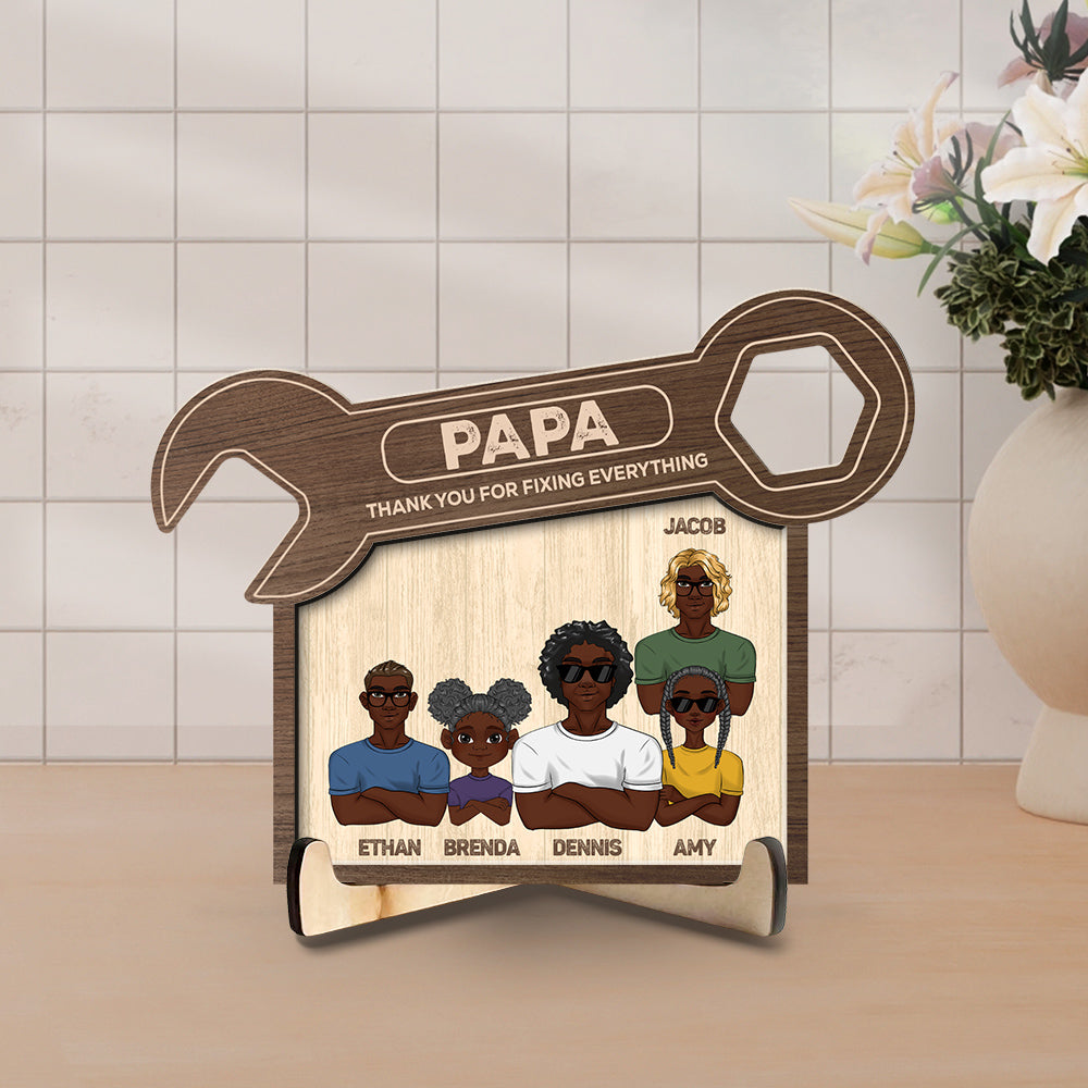 Custom Father's Day Decor, Gift for Dad & Grandpa • Dad Thank You For Fixing Everything - Personalized Wooden Plaque