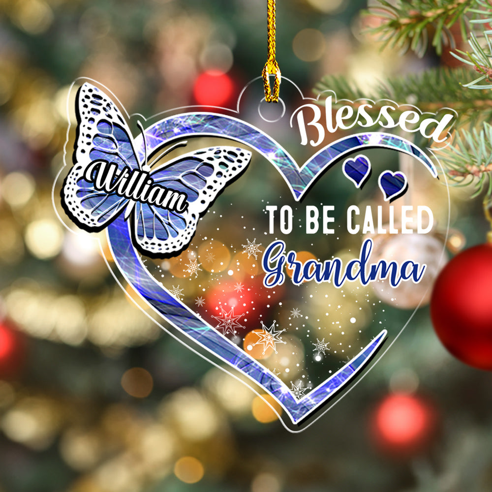 Custom Family Ornament, Christmas Gift for Family Members •  Blessed Mimi - Personalized Acrylic Ornament