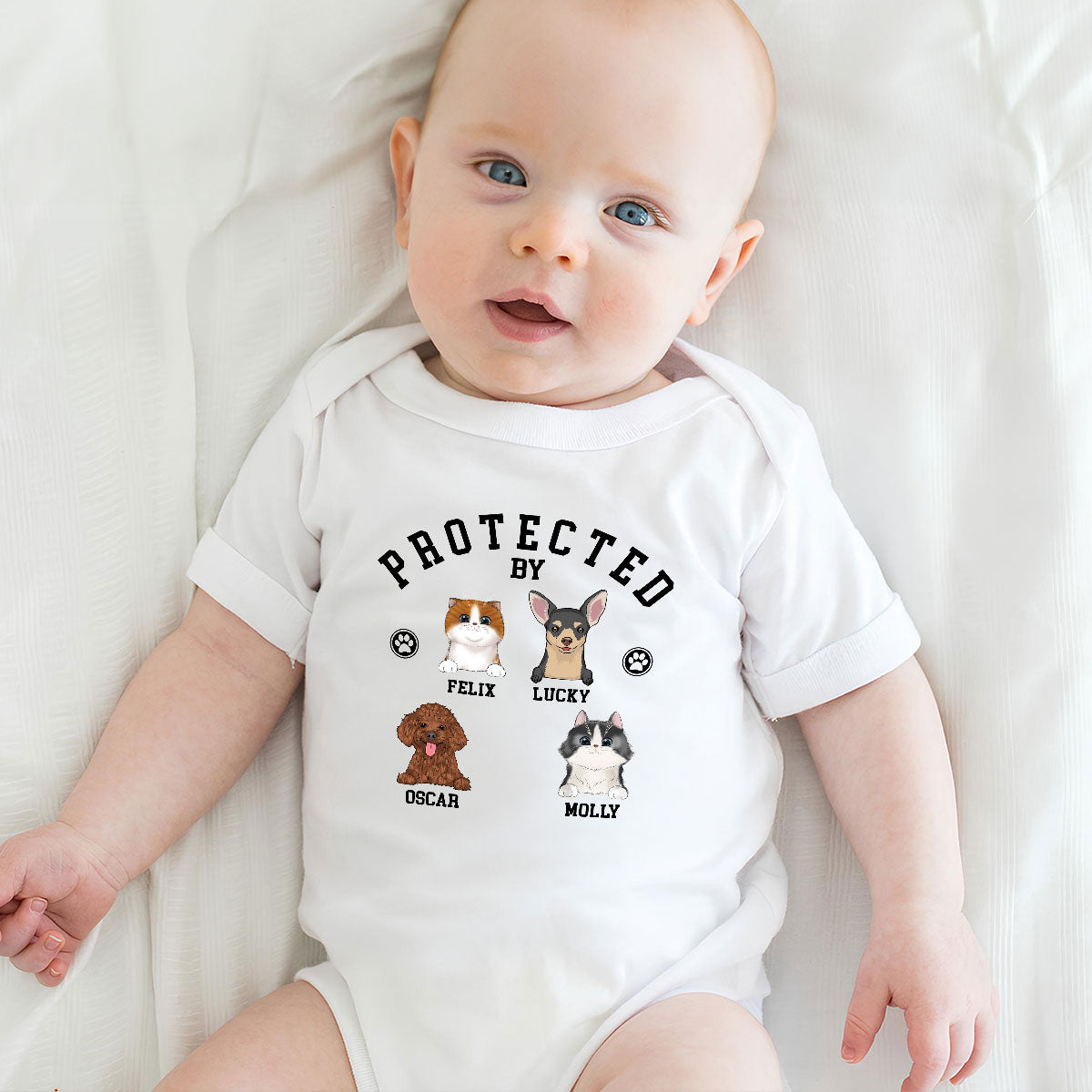Protected By Pets - Personalized Baby Onesie