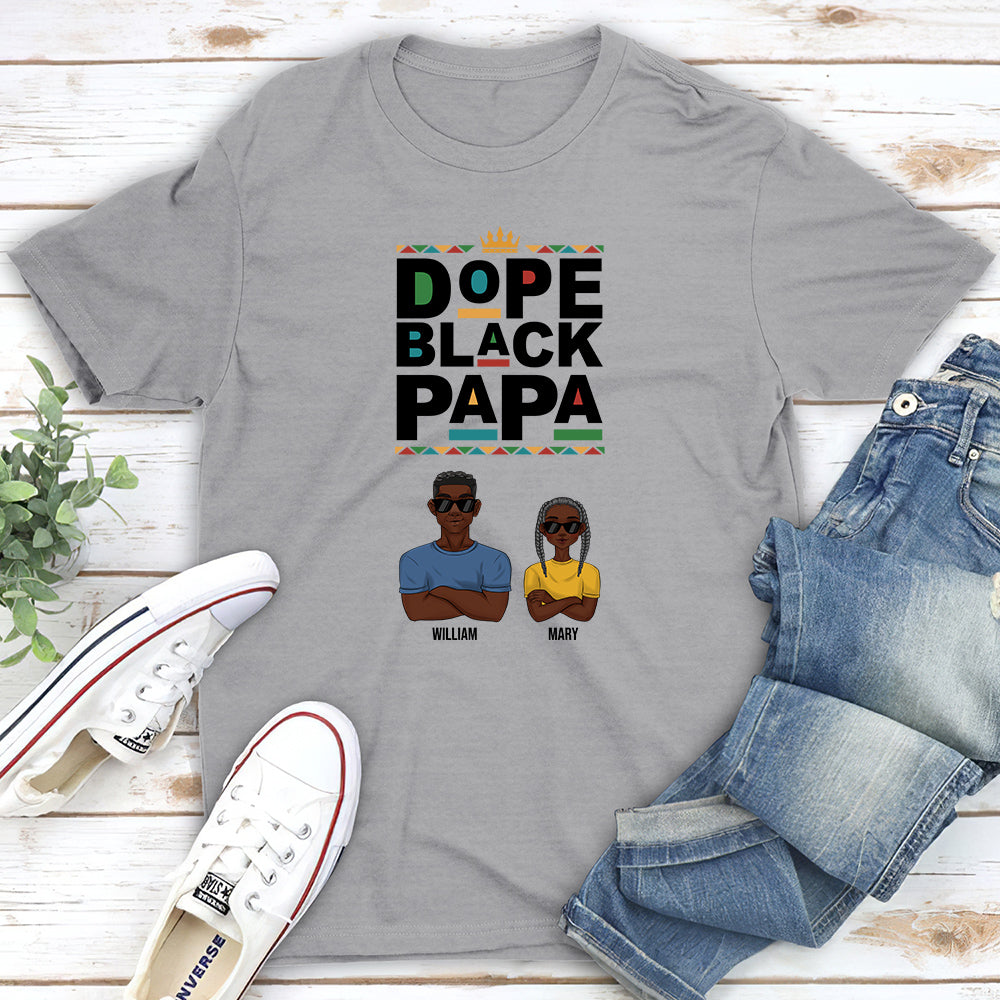 Custom Christmas & Birthday Gift for Dad, Grandpa • Dope Black Dad - Personalized Shirt