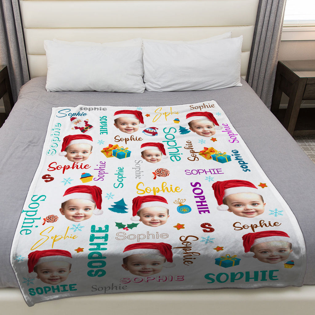 Baby Christmas Photo - Personalized Fleece Blanket